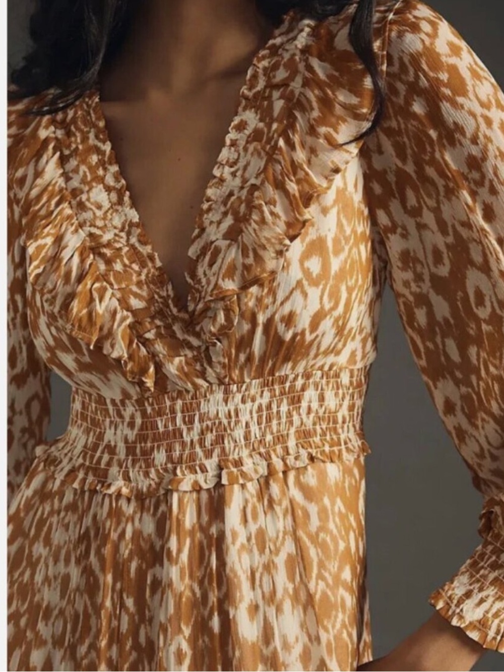 Anthropologie Odetta Ruffled V-Neck Dress Size XS - Picture 3 of 8